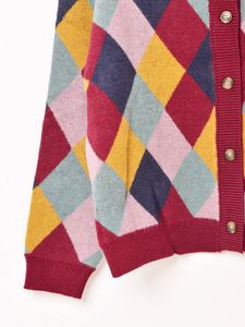 Colorful Argyle Knit Cardigan