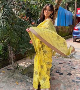 Elegant Yellow Printed Saree