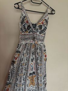 White Boho Print Cutout Jumpsuit