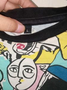 L Size Cartoon Style Printed Tshirt For Women