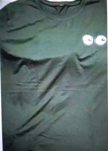 Olive Green Tee with Googly Eyes Graphic