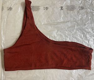 Ribbed One-Shoulder Bikini Top