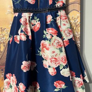 Sherri hill Navy Blue Printed Dress