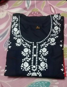 Lucknow Chikankari Black Embroidered Kurta