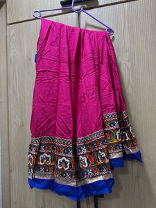 Pink Ethnic Skirt with Embroidery