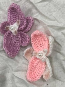 Crochet Orchid Hair Clips Set-2