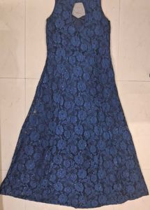 Elegant Navy Blue Lace Gown