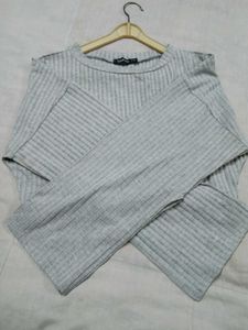 Women&#39;s Drop shoulder Long Sleeve Crop Top