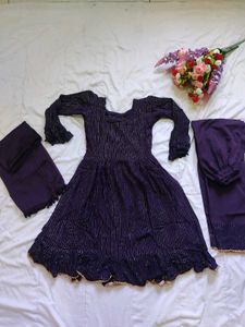 Elegant Purple Anarkali Kurta Set