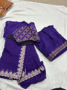 Purple Embellished saree