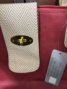 Red Tote Bag with Woven Straps