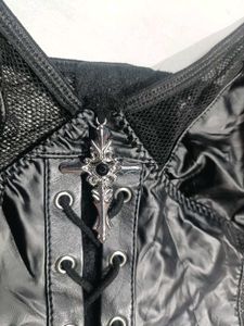 Romwe Black Corset Style Crop Top