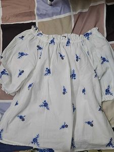 Max Fashion White Floral Off Shoulder Top