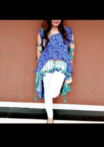 Designer High Low Bandhani kurti