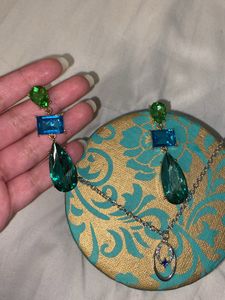 Beautiful Peacock Coloured Earrings
