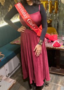 Burgundy Pleated Maxi Dress