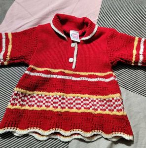 Adorable Red Knitted Baby Set