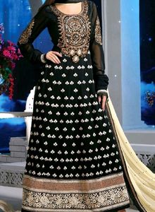 Black Anarkali with Churidar 🐈‍⬛🖤