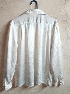 Oversized Shining Partywear Formal Shirt White