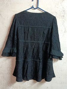 Stylish Women&#39;s Lace Top Layered Blouson Black 🖤