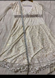 White dress with golden work
