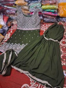 Elegant Green Anarkali Suit Set