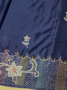 Navy Blue Sequins Heavy Saree