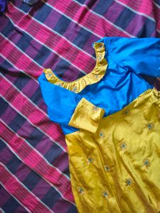 Cute Blue &amp; Gold Kids Dress