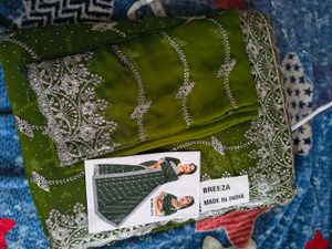 Georgette saree with seroski stone and silver work