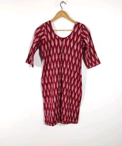 Maroon Ikat Weave Casual Kurta (Women)