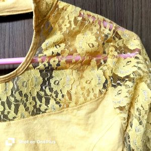 New Yellow Lace Detail Blouse