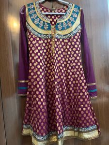Elegant Purplish Magenta Zari Salwar Suit Set