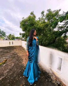 Ready-made Fancy Party Wear Saree With Stich Blous