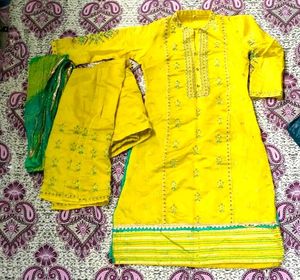 Yellow Embroidered Kurta Set