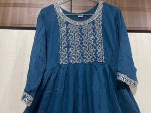 Embroidered Teal Anarkali Frock Suit