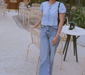 Cute Blue Tie-Front Peplum Top