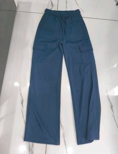 Blue Cargo Wide Leg Pants