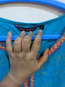 Blue Boat Neck Kurti.