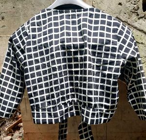 Brad Man Black &amp; White Grid Crop Top
