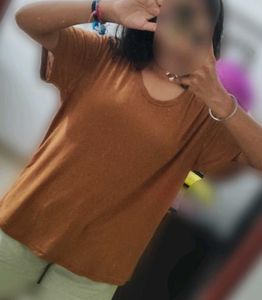 Brown U-Neck T-Shirt