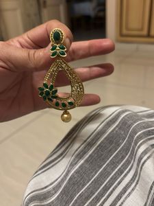 Gold & Green Statement Earrings