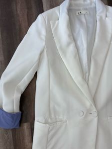 White Blazer with Blue Cuffs