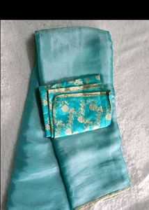 Elegant Blue Saree & Blouse