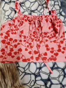 Cute Pink Heart Crop Top
