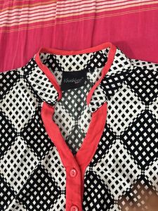 Printed Black &amp; White short Kurta