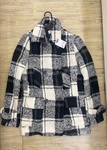 Plaid Wool Blend Coat