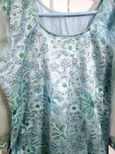 Organza Floral Kurta Palazzo Suit Set