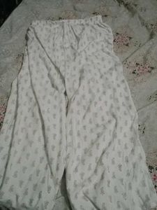 White Paisley Print Plazo Pants