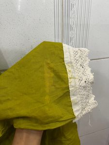 Green Pure Cotton Embroidered Kurti