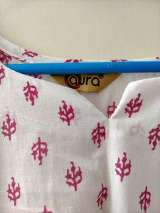 White And Pink Short Kurti For Daily Wear